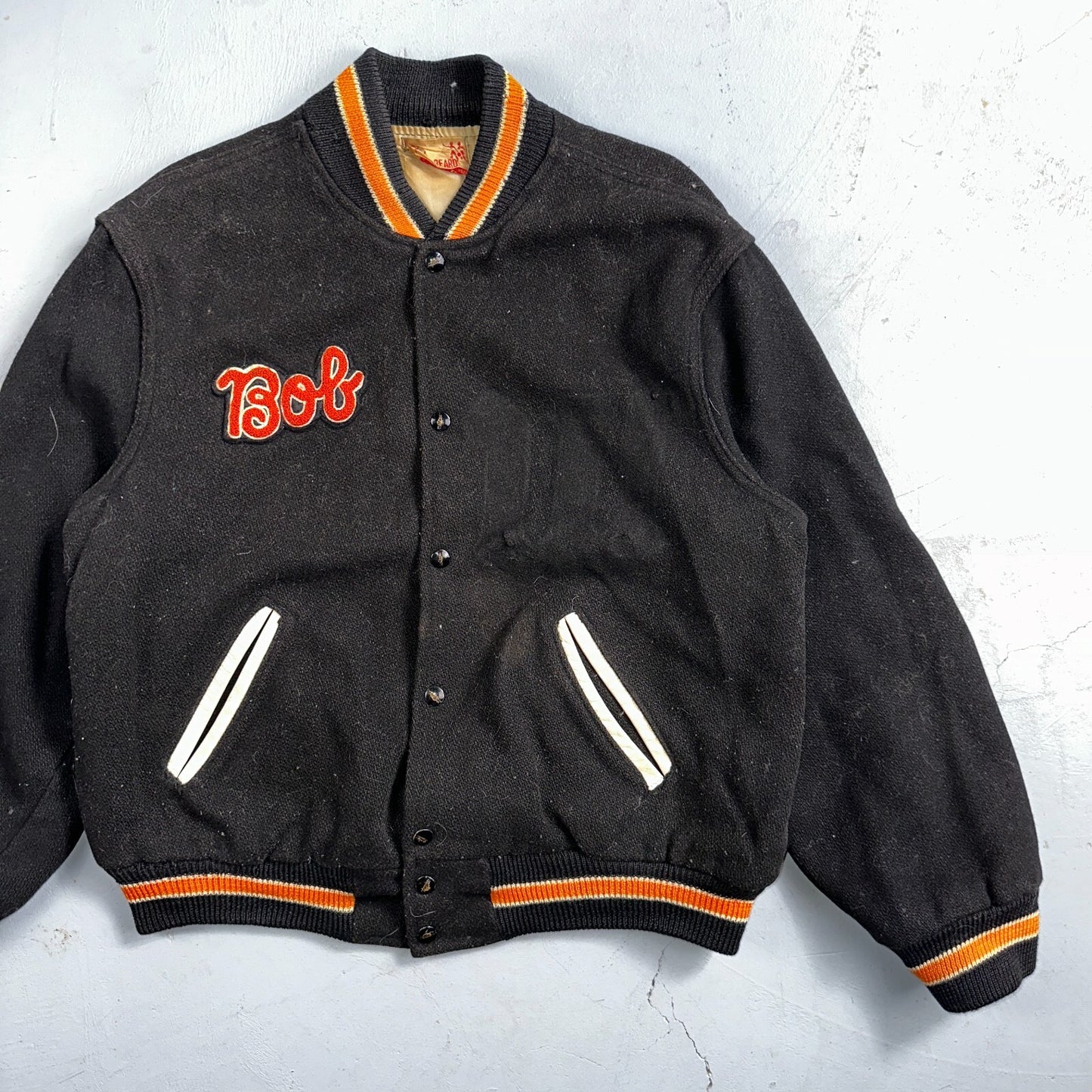 VTG Bill Beard Varsity Leather Letterman 60s Jacket L Portland USA Salem BOB