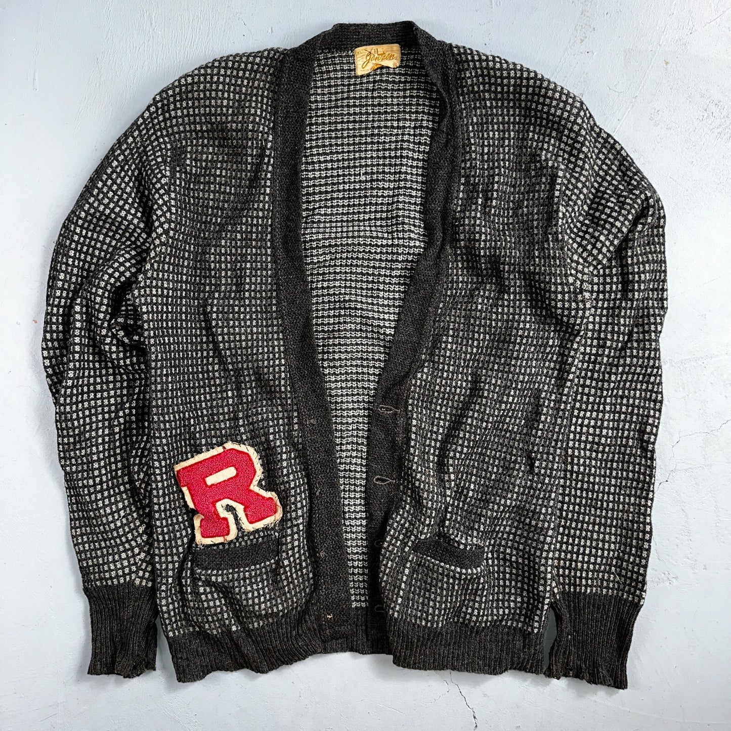 VTG Jantzen Textured Cardigan Adult XL Sweater 1950s Rockabilly No Buttons R