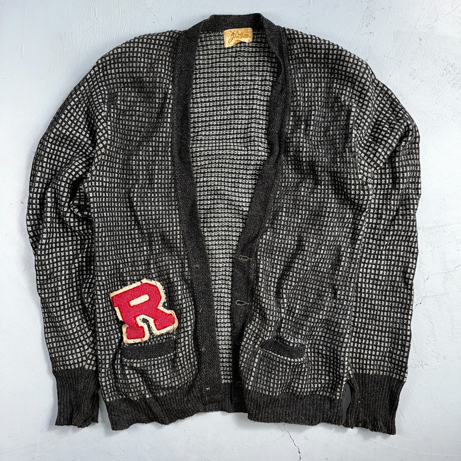 VTG Jantzen Textured Cardigan Adult XL Sweater 1950s Rockabilly No Buttons R