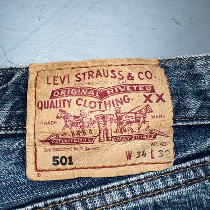 Levis 501 Vintage Y2K XX Straight Leg Jeans Blue Light Wash 34x32 Act 33x30