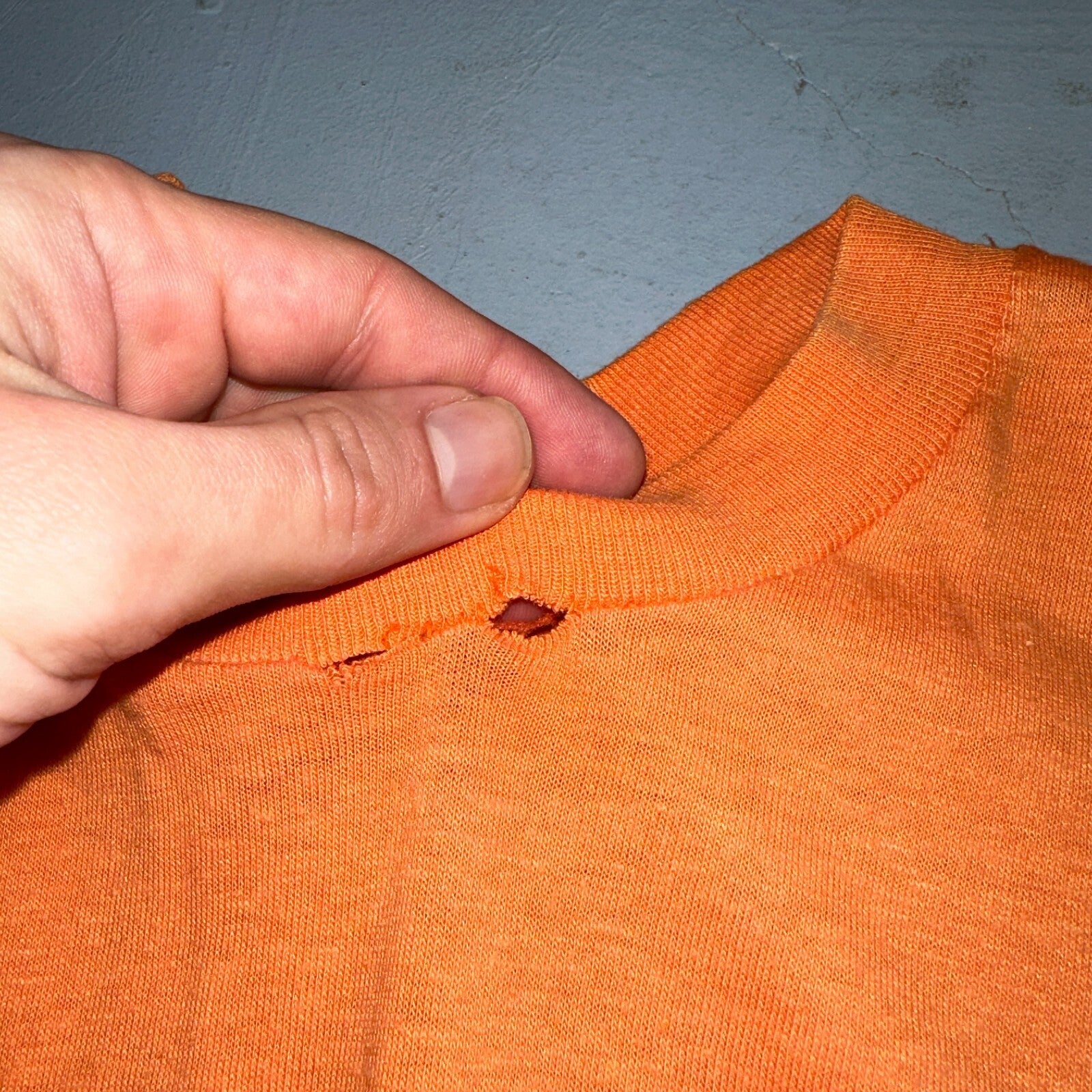 Wreck 1970s Sport VTG T Shirt Letters 70s Number 10 Orange Single Graphic Text