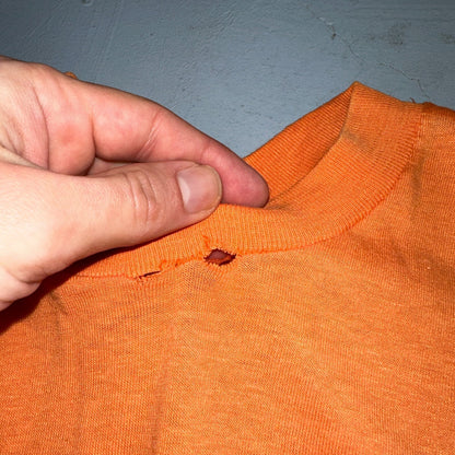 Wreck 1970s Sport VTG T Shirt Letters 70s Number 10 Orange Single Graphic Text