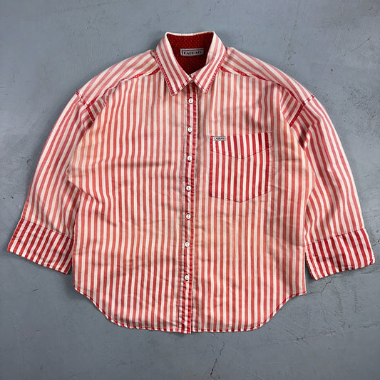 Cabrais Button Up Shirt Womens XL Multicolor Long Sleeve Collared Striped 90s