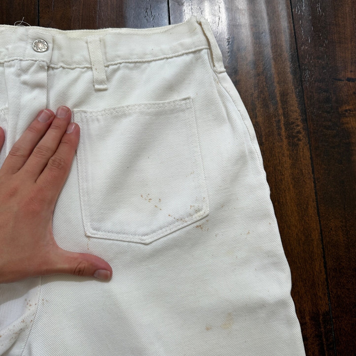 VTG 1960s Rockabilly 26x27 USA Hand Drawn Political No Nukes White Art Pants 60s