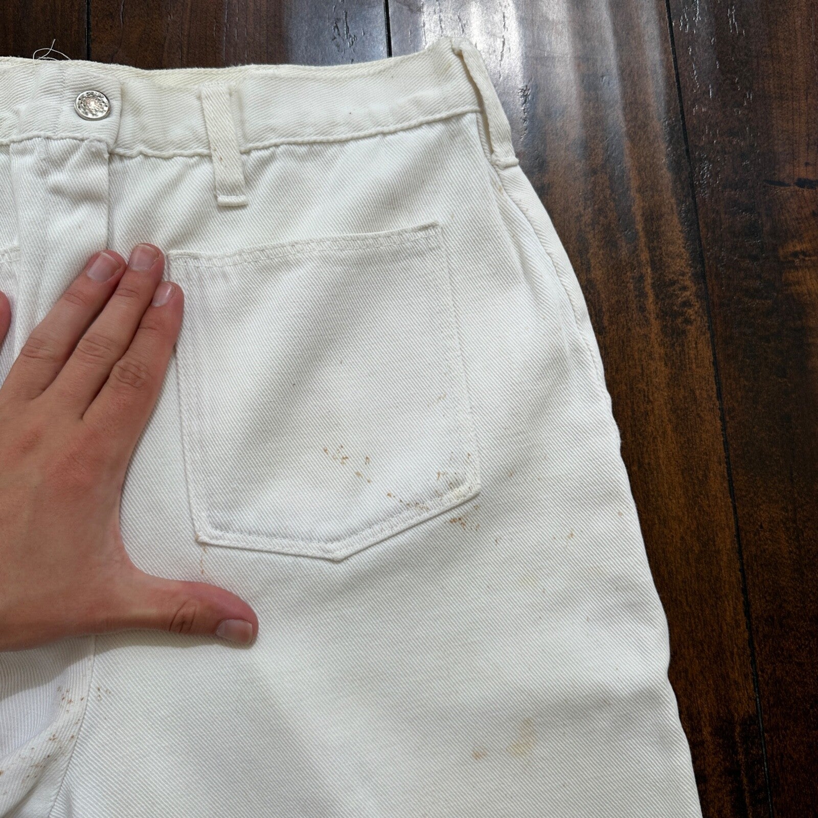 VTG 1960s Rockabilly 26x27 USA Hand Drawn Political No Nukes White Art Pants 60s