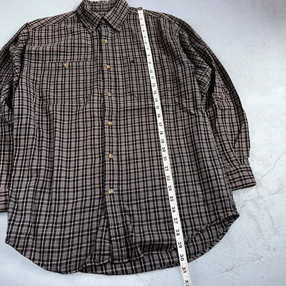 Carhartt Flannel Shirt M S249 BLK Black Brown Pockets Heavy Weight Medium