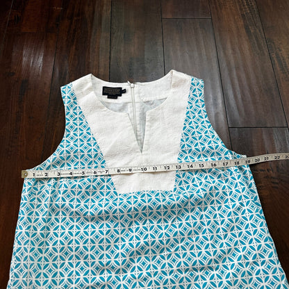 Pendleton Blue & White Sleeveless Dress Size 12 Summer Cute Pattern VTG Style