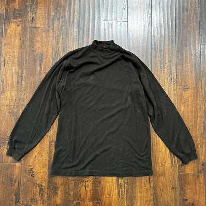 1960s Black Mock Neck Vintage T Shirt Crewneck Munsigwear Rockabilly 60s 70s