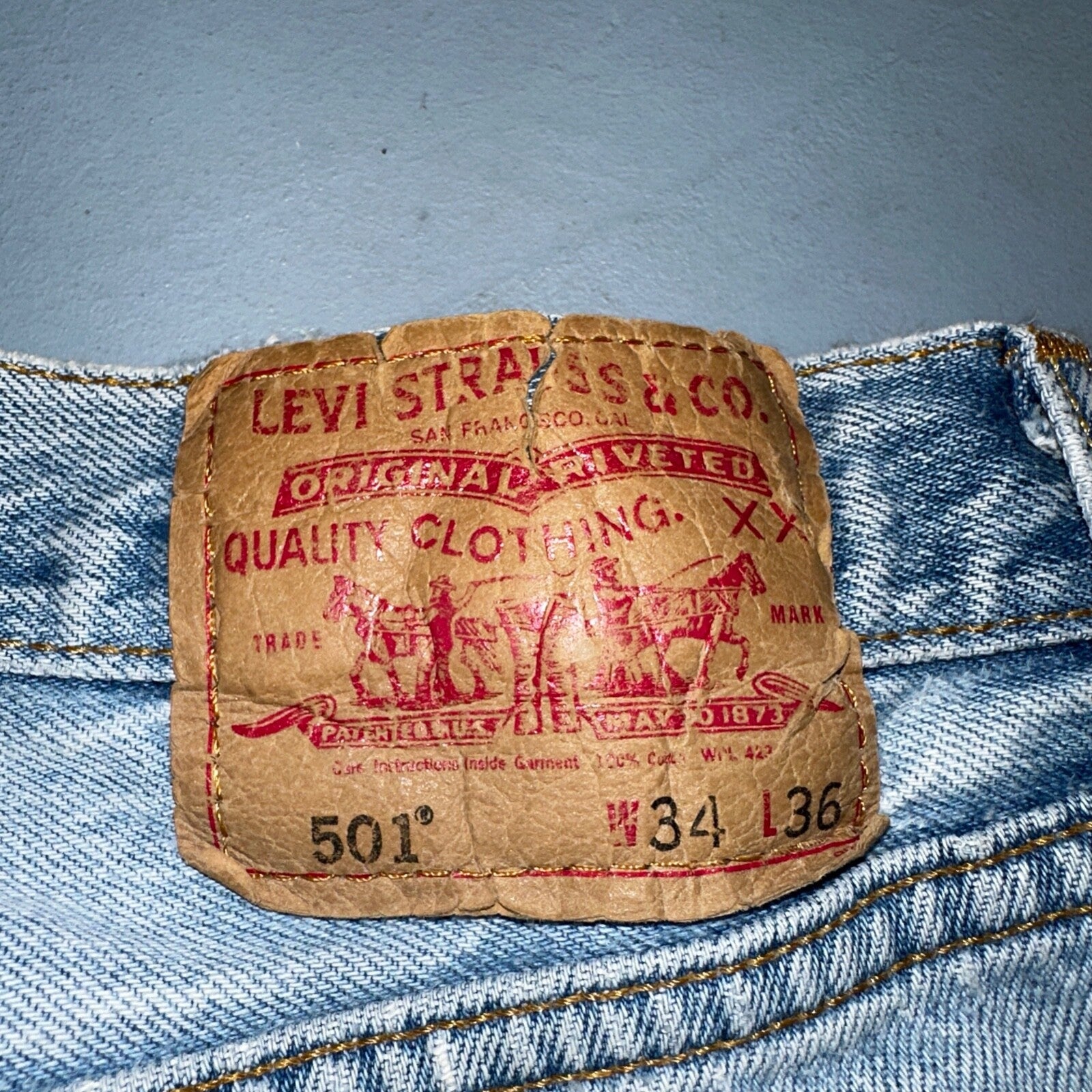 Levis 501 Vintage 90s USA XX Straight Leg Jeans Blue Med Wash 34x36 Act 31x31