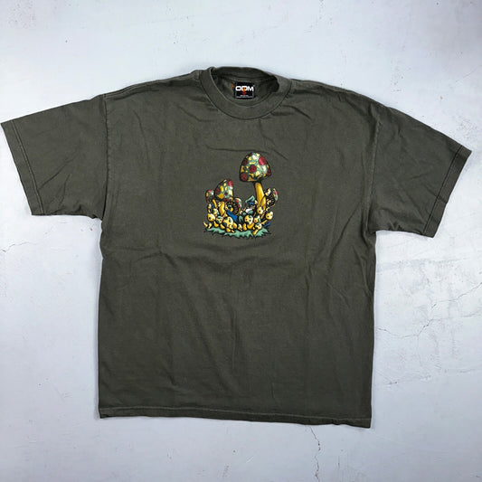 ODM Mushroom Trip VTG T Shirt Y2K Grunge Punk Rock Graphic Art Promo Shrooms