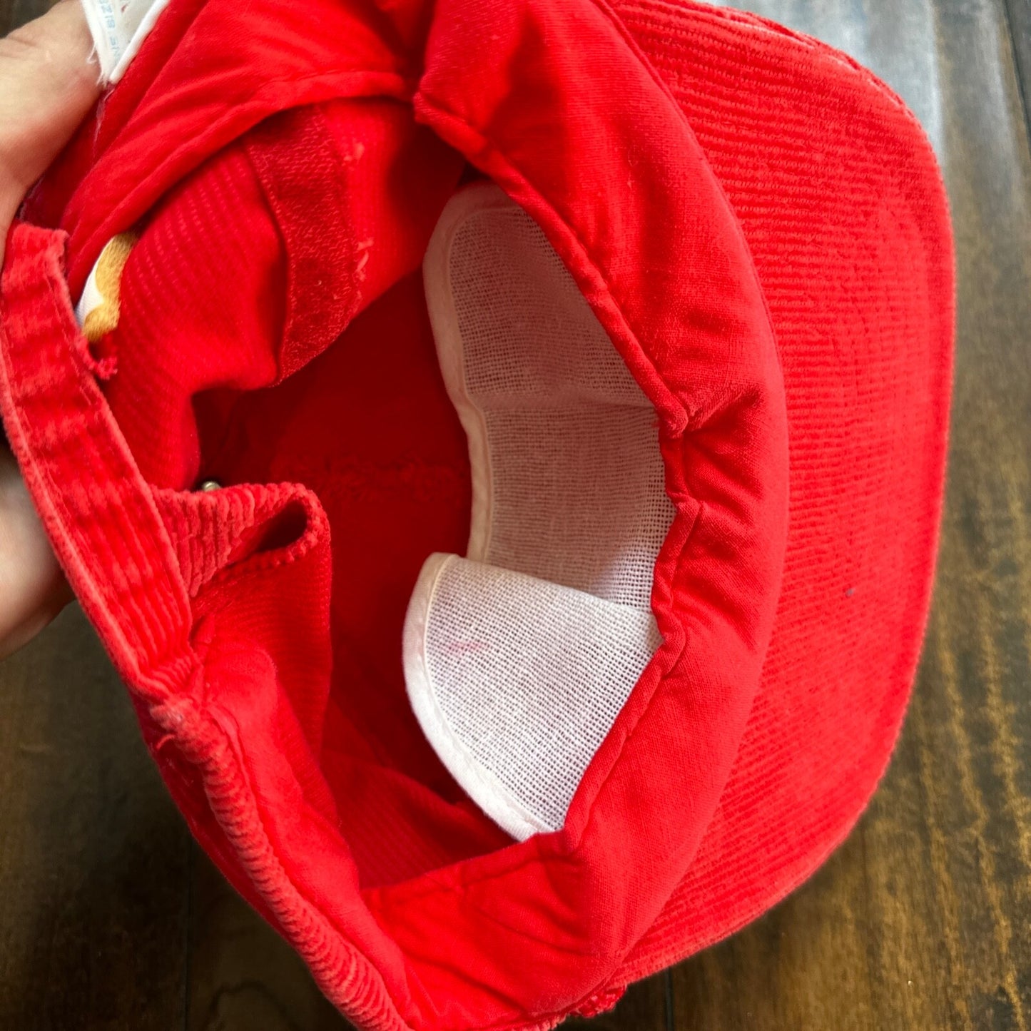 ABC Sports Corduroy Red VTG Hat Cap Snapback 80s TV Television Basketball