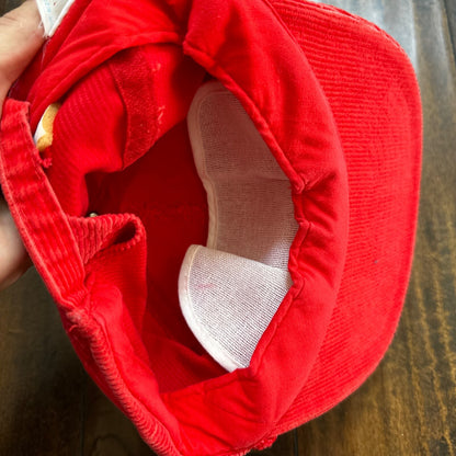 ABC Sports Corduroy Red VTG Hat Cap Snapback 80s TV Television Basketball