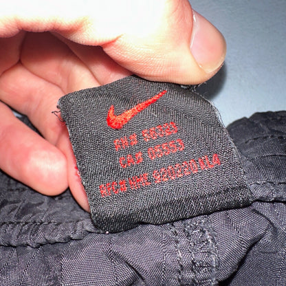 Nike Vintage Black Nylon Shorts Swoosh XL 90s Black Tag 9” Inseam Running Track