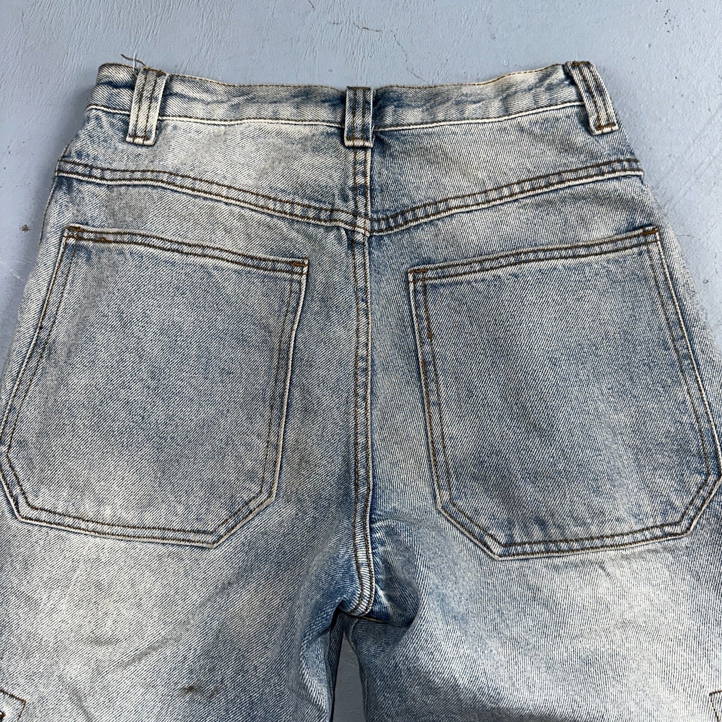 J Galt Jeans Womens Wide Leg Blue Cargo Denim Cotton Light Wash 27x30 Small