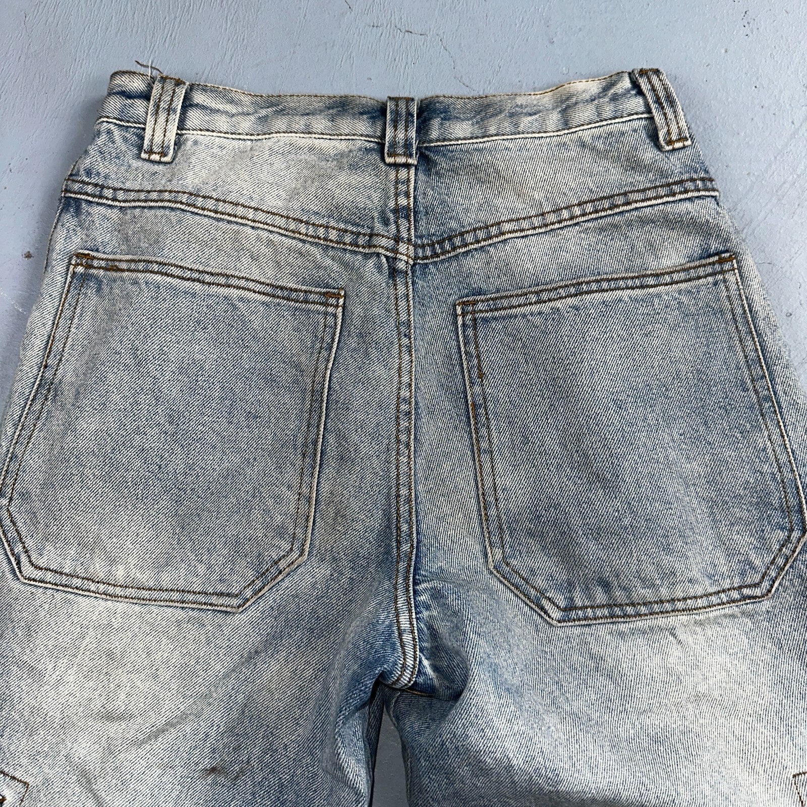 J Galt Jeans Womens Wide Leg Blue Cargo Denim Cotton Light Wash 27x30 Small