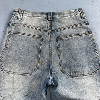 J Galt Jeans Womens Wide Leg Blue Cargo Denim Cotton Light Wash 27x30 Small