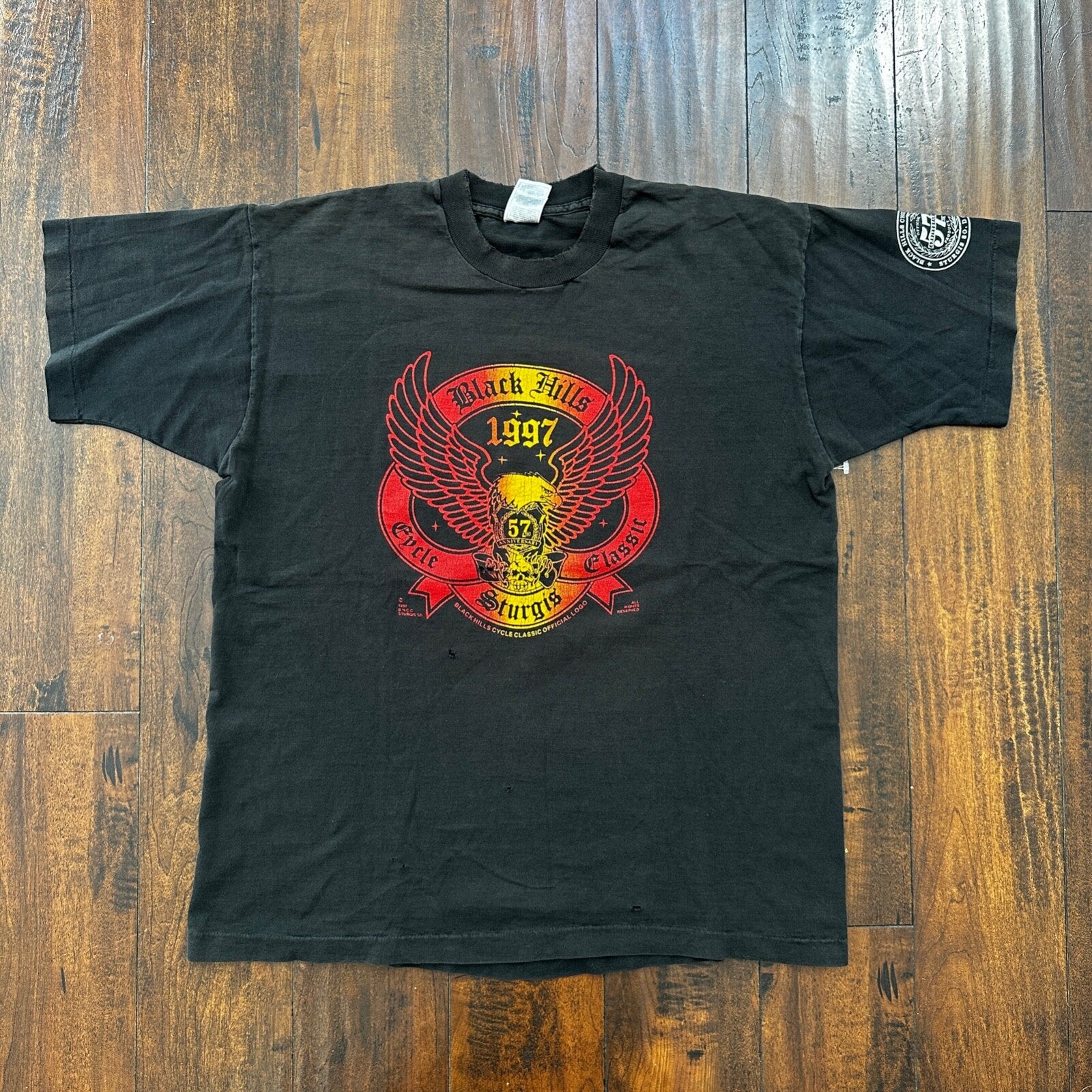 Sturgis Black Hills Rally 1997 Vintage T Shirt Black Harley Motorcycle Grunge XL