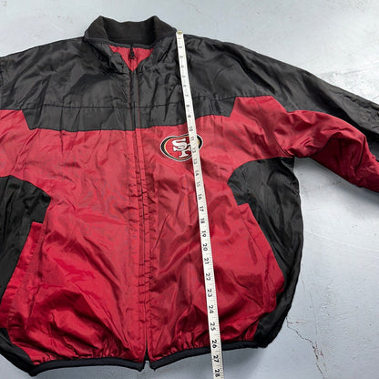 NFL SF San Francisco 49ers Fleece VTG Reversible Red & Black Jacket Size M