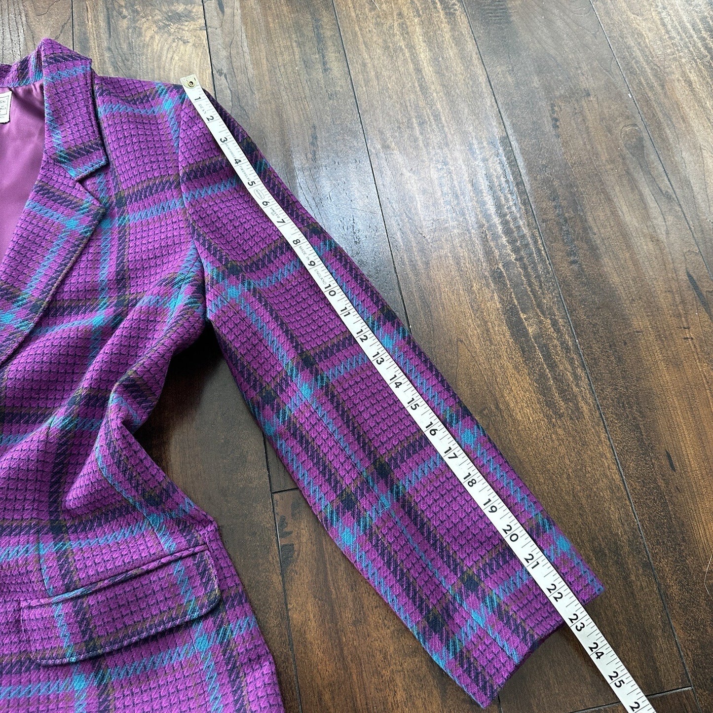 Vintage Miss Pendleton Wool Plaid Blazer Jacket Womens Size 10 70s Purple