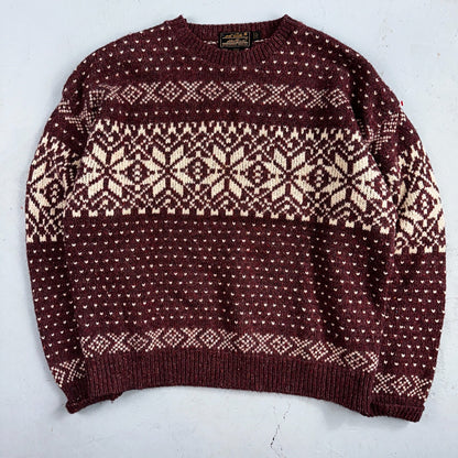 Eddie Bauer Vintage 90s Womens Large Wool Nordic Fair Isle Pullover Sweater