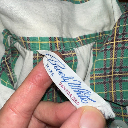 Vintage 50s 60s Tommies Sanforized Sleepwear Pajamas Pair Pants Top Cotton Green