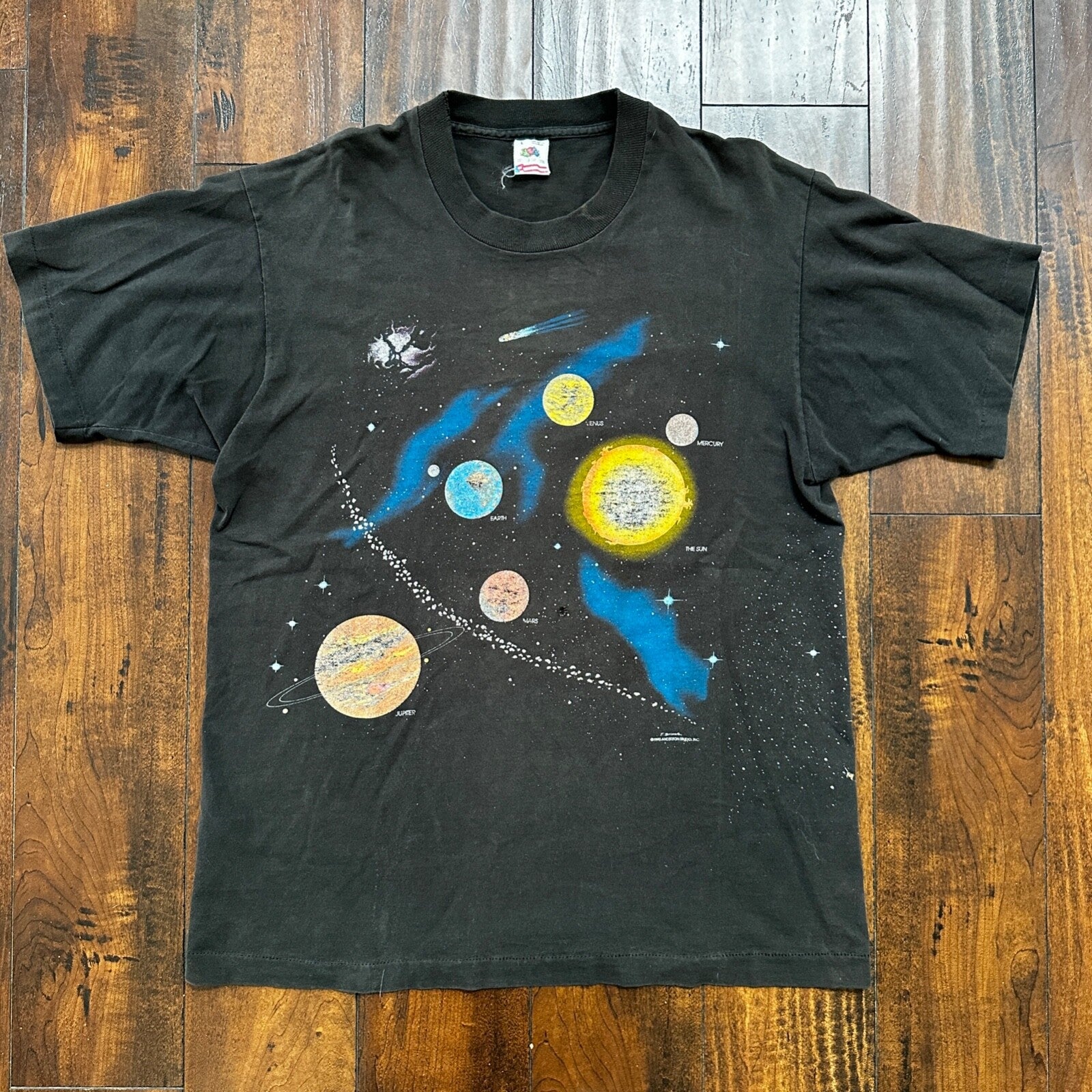 Galaxy Milky Way Earth 90s VTG T Shirt Single Stitch Saturn Planets Cool Space