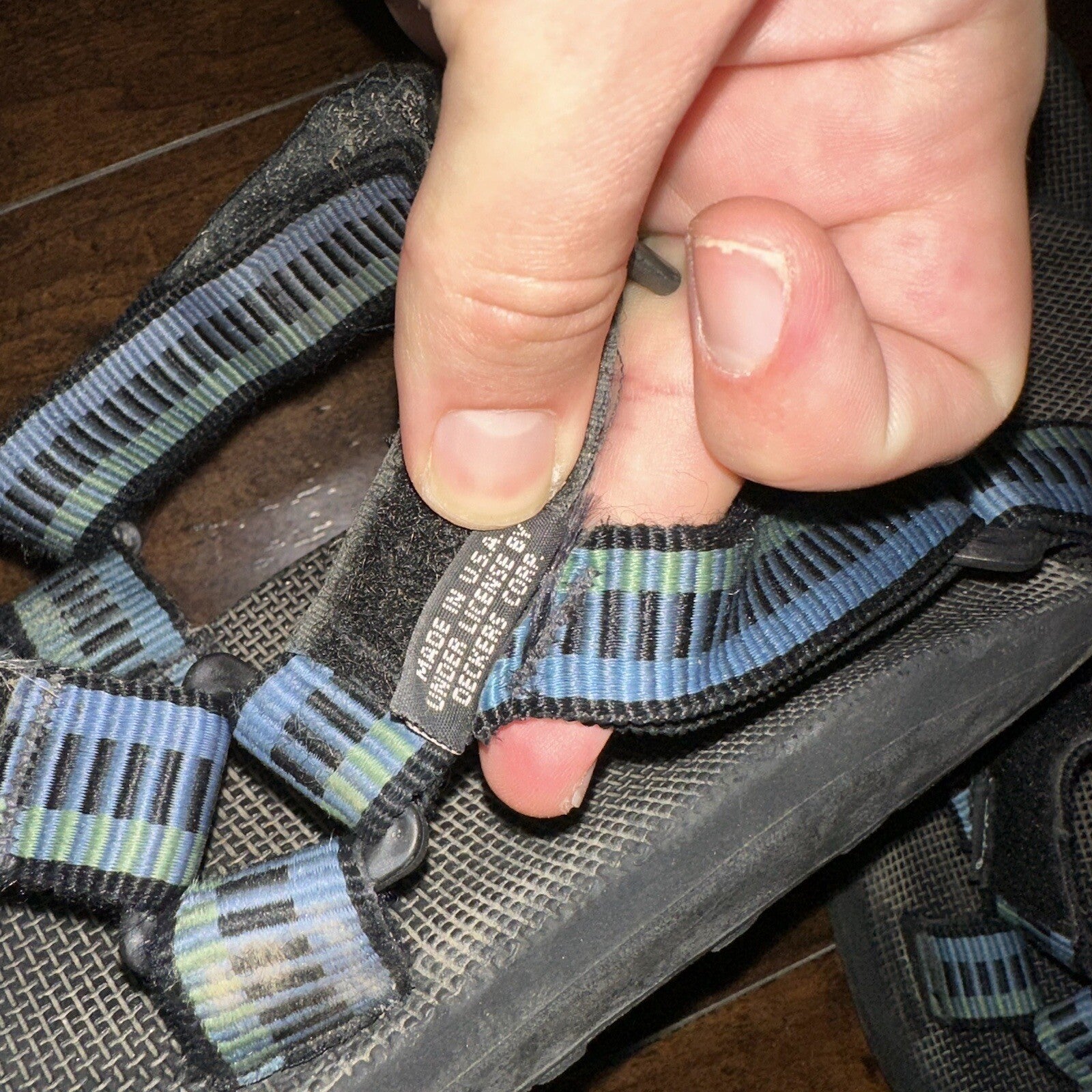 Vintage Teva Hurricane Sandals Mens Size 12 Black Blue Hiking Adjustable USA