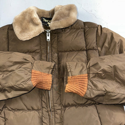Vintage Tempco Goose Down Insulated Puffer Jacket Brown Size 14 USA 1970s 70s