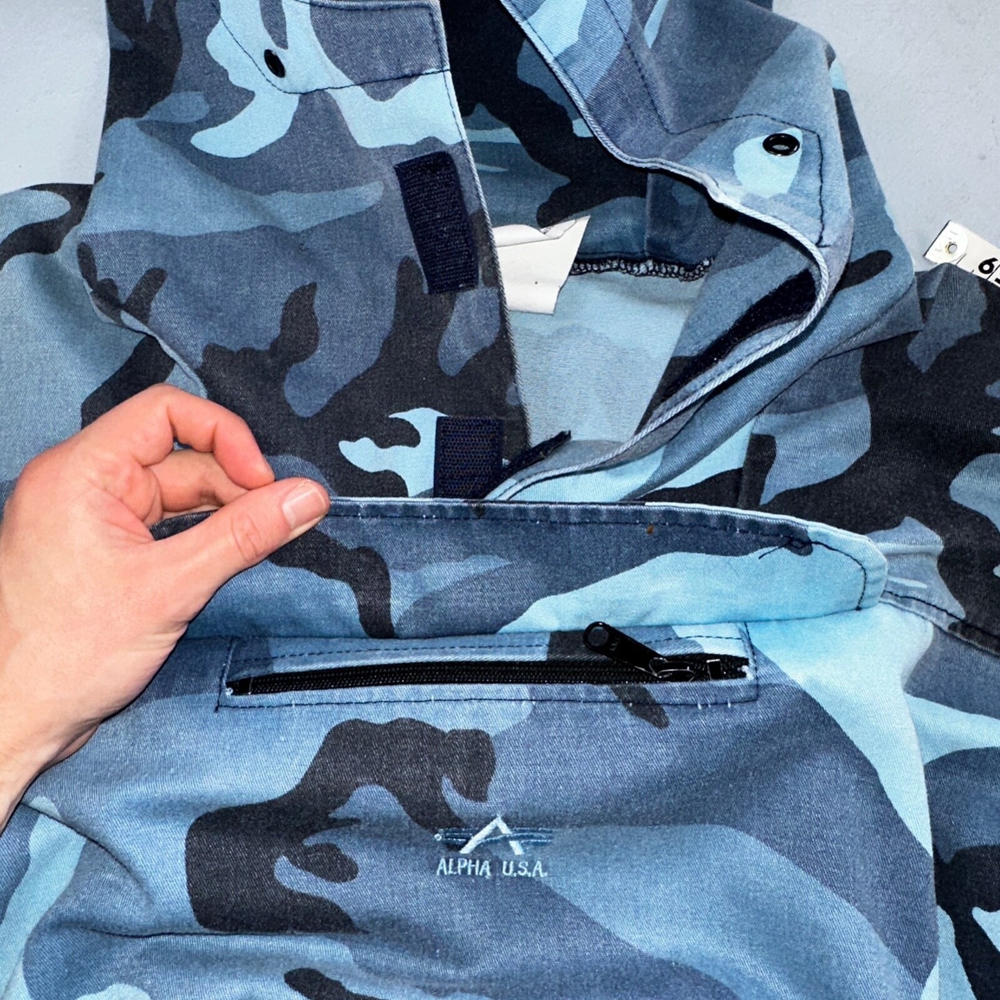 Military Snow Camo Winter Hooded Anorak Jacket Mens L Stock Alpha Industries