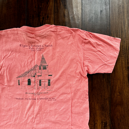 Church Elgin Oregon Vintage T Shirt Anvil Single Stitch Pink Cool Jesus Love Rap