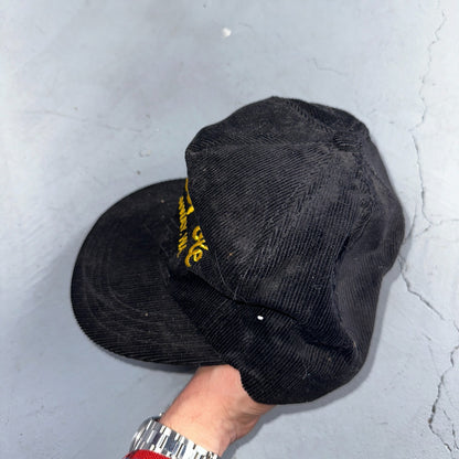 Conway Washington Bell Pole Corduroy VTG Hat Cap Snapback Black USA Hiking Truck