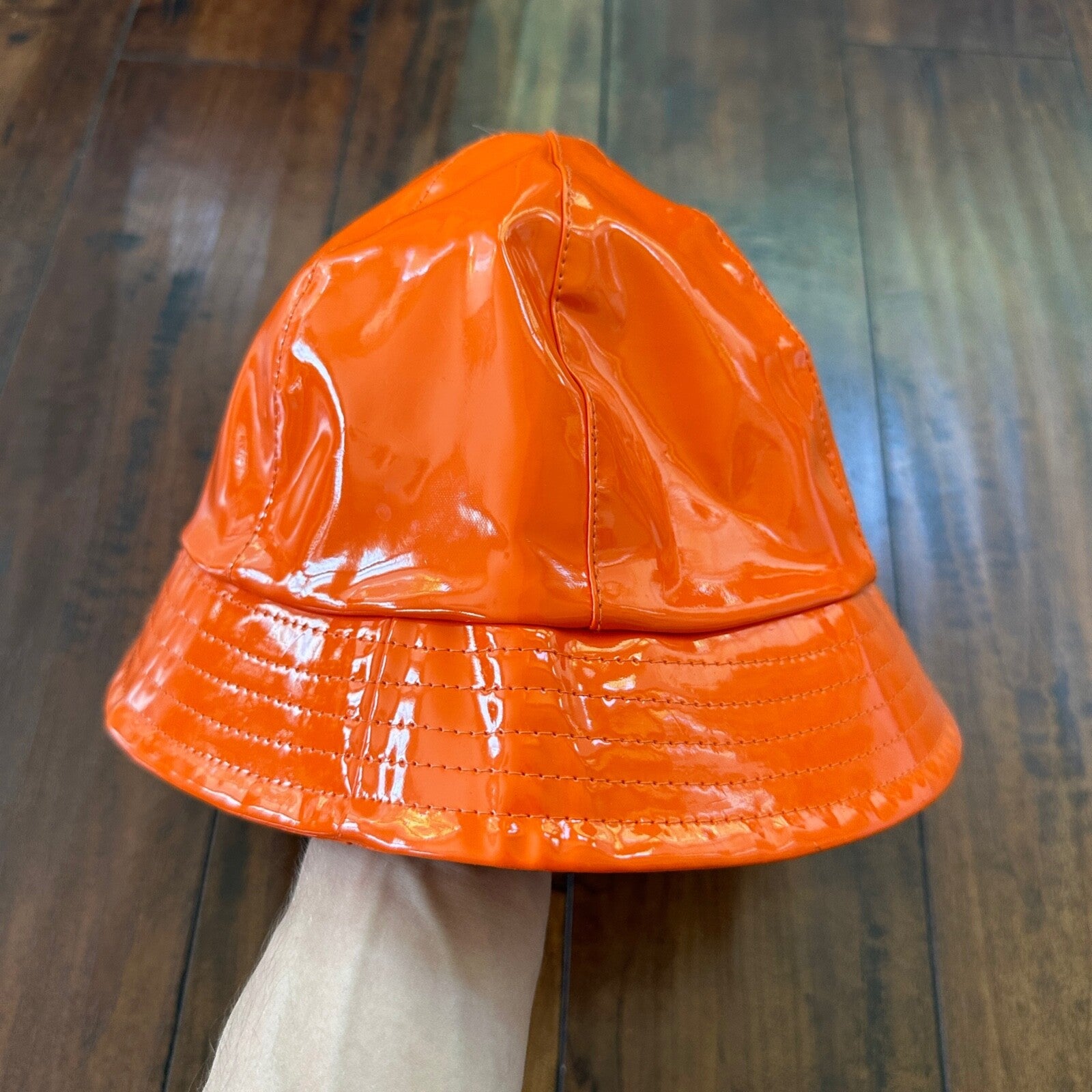 Y2K David & Young Women's Solid Rain Bucket Hat Orange VTG style 90s Cool Cap