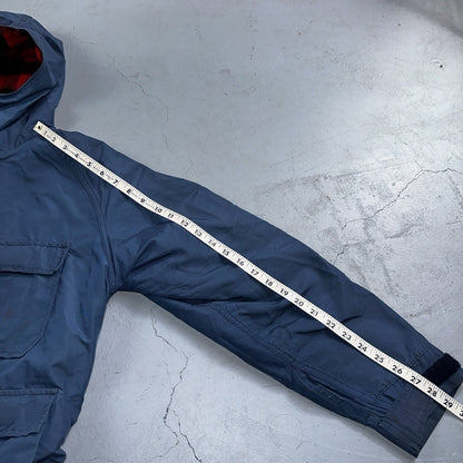 LL Bean Parka VTG Jacket Mens M Baxter State  Maine Coat Plaid Lined Blue Wool