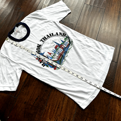 Bankok Thailand 80s Vintage T Shirt Medium Very Slim Ringer Sailing Travel Cool