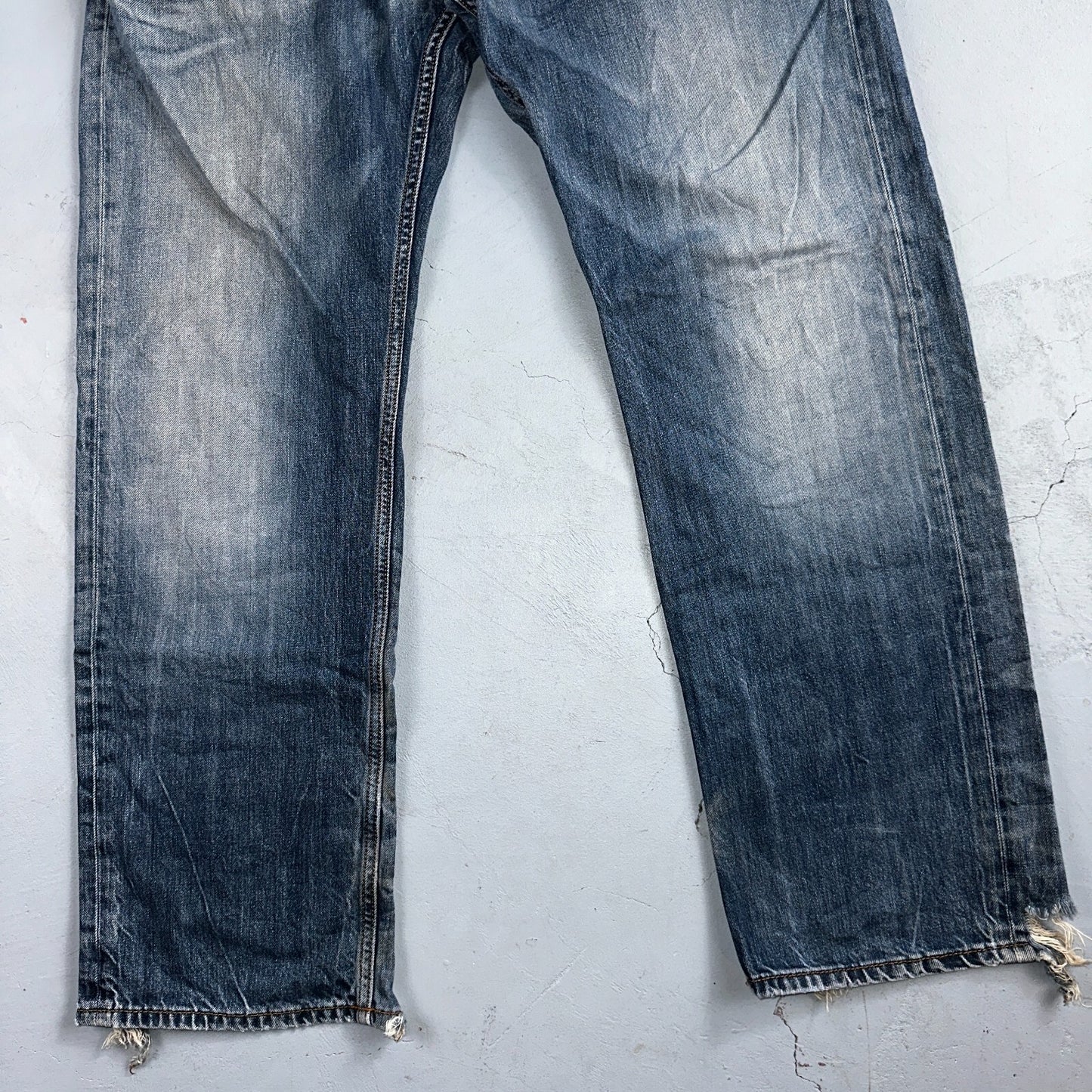 Diesel Larkee Bootcut Stretch Jeans Mens 36x30 Blue Straight 008M2 Whisker Italy