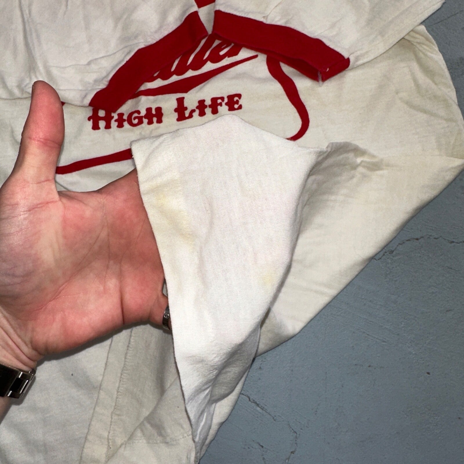 Miller High Life Ringer 80s Promo VTG T Shirt Rare Graphic Single Stitch Beer