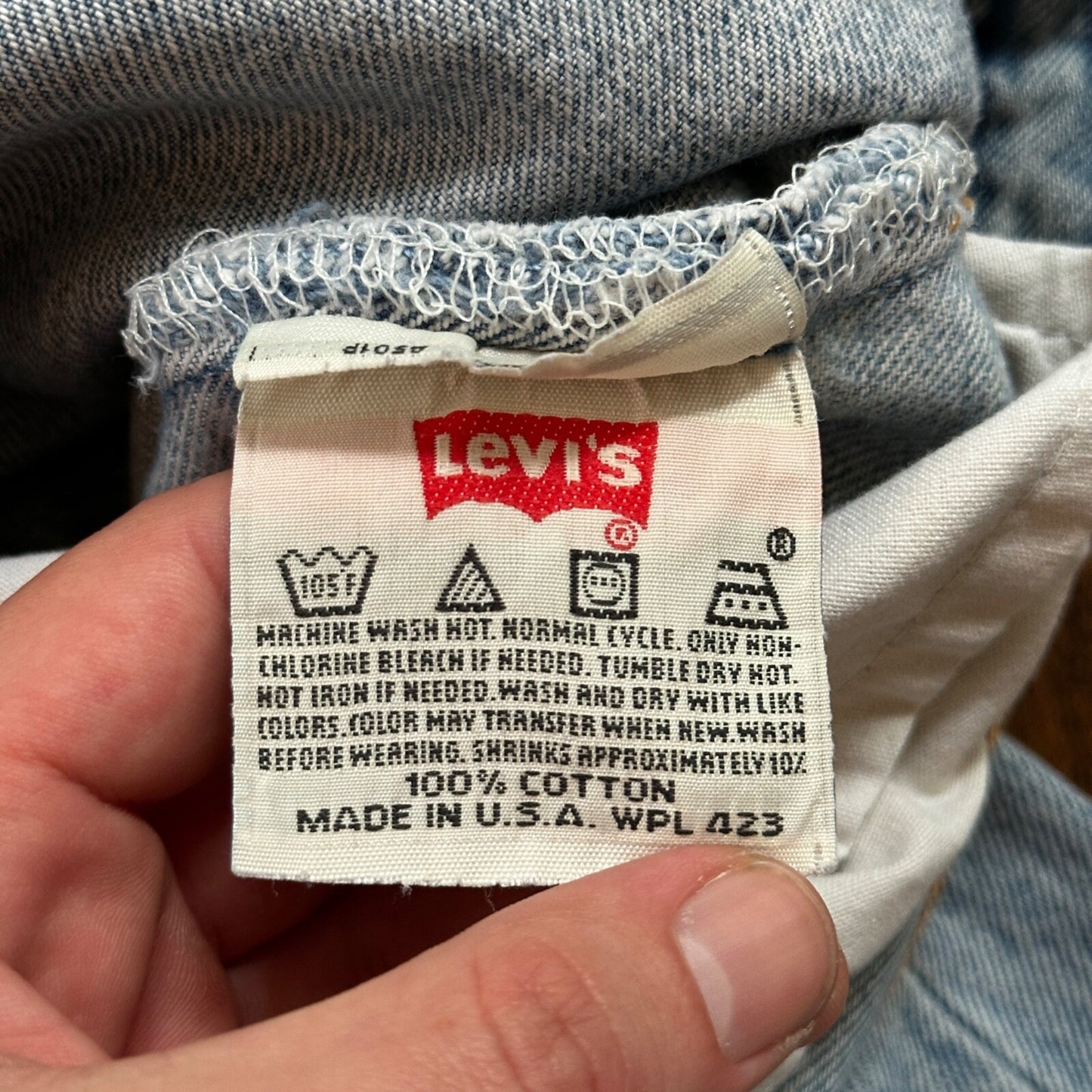VTG 90s Levis 501 Button Fly 38x33 USA Tag Jeans Straight Wash Blue XX Act 34x28