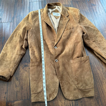 Remy Vintage Brown Suede Leather Jacket Blazer 42 80s 70s Winter Cool Rockabilly