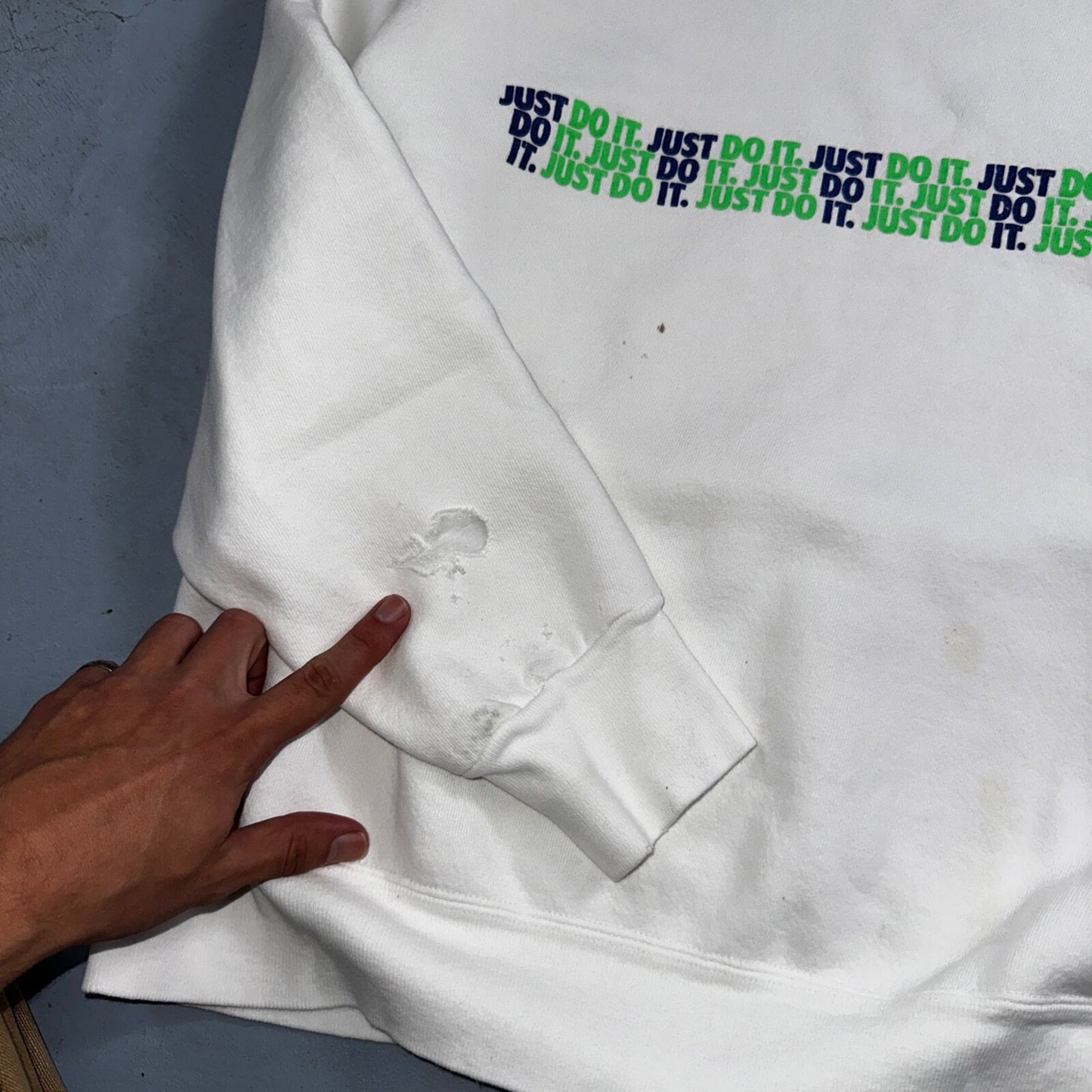 Nike VTG 90s Sweatshirt Crewneck Just Do It USA Logo 1990s White Jumper Gym