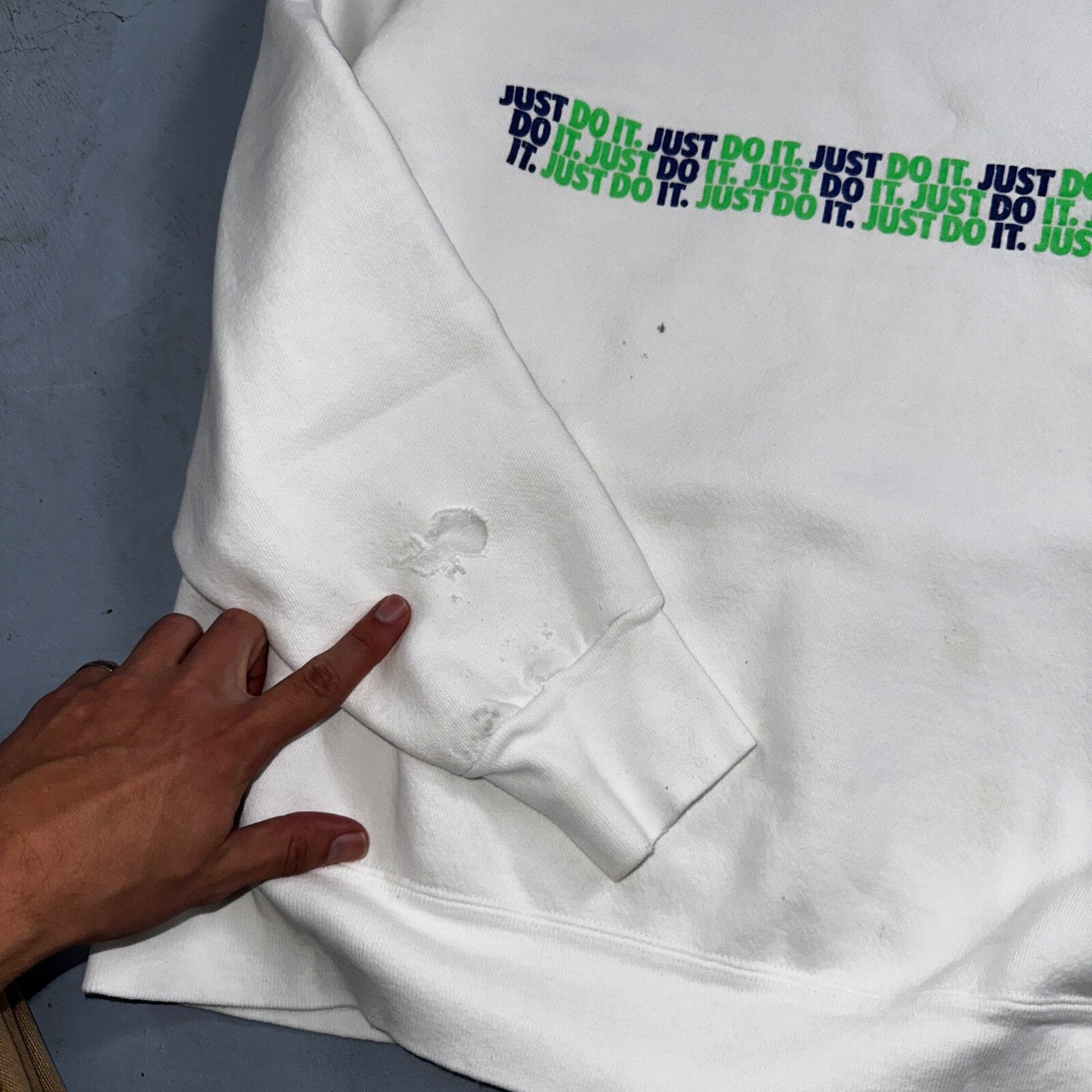 Nike VTG 90s Sweatshirt Crewneck Just Do It USA Logo 1990s White Jumper Gym