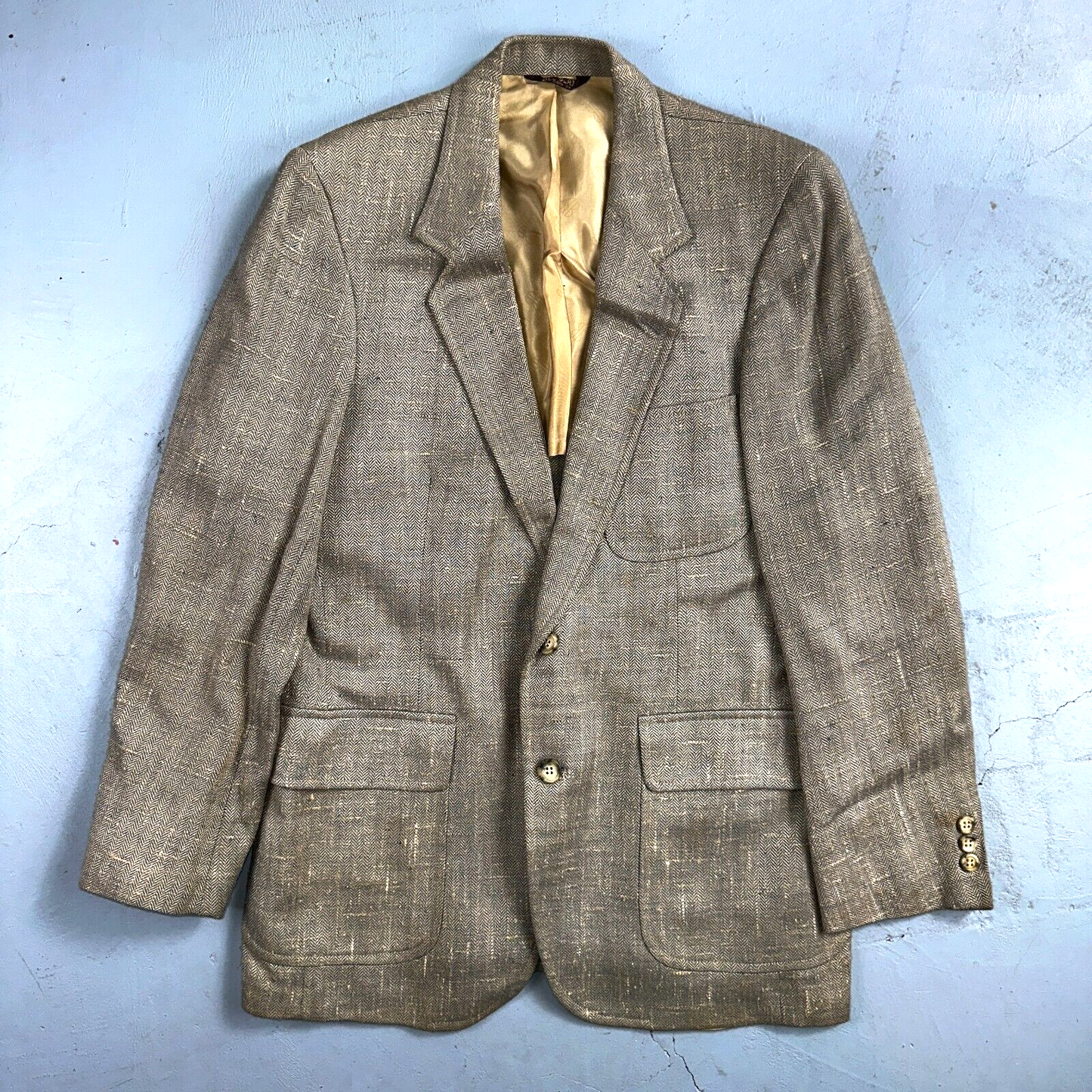Vintage Blazer Bill Blass Mens 38 2 Button Wool Tweed Sport Suit Coat Gray 70s