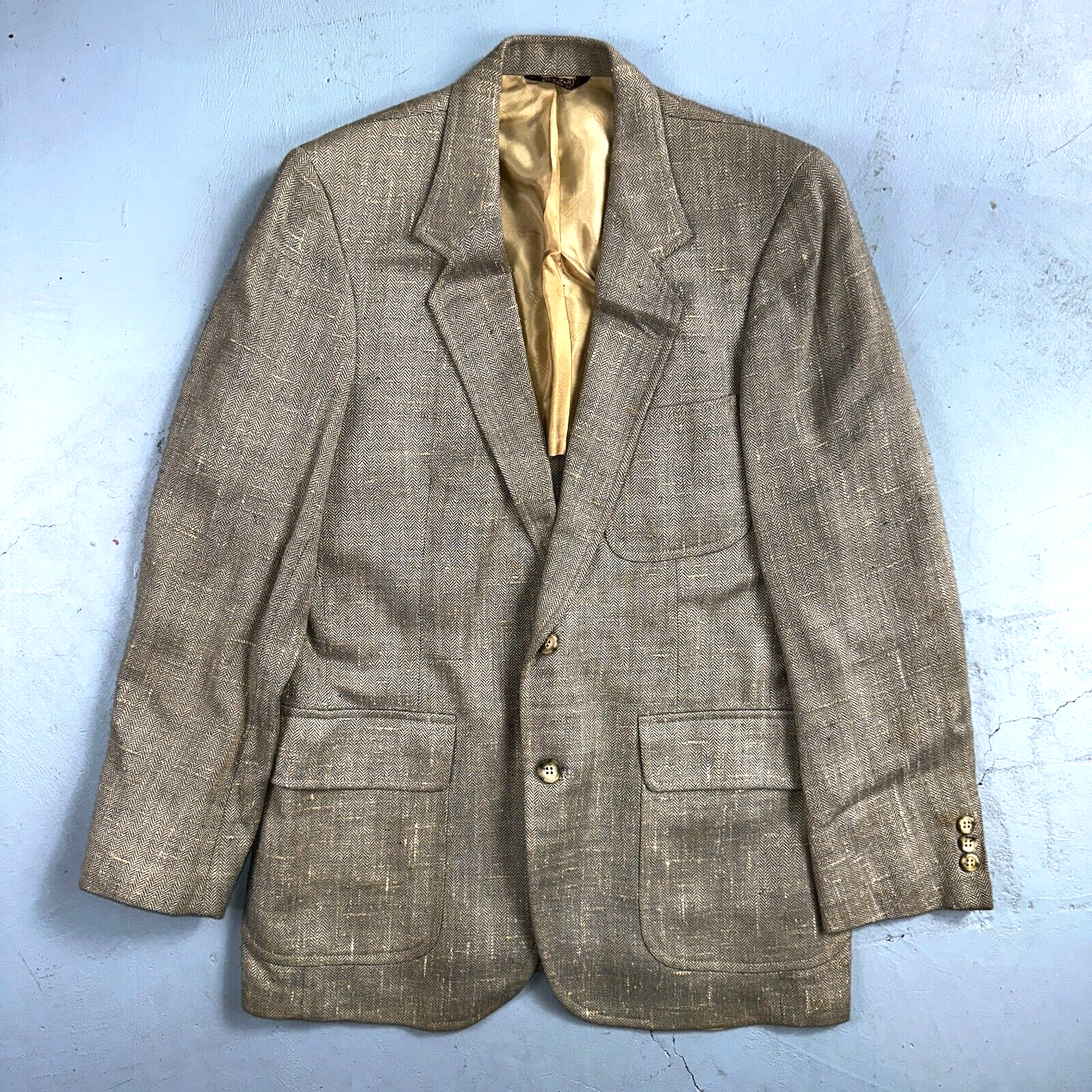 Vintage Blazer Bill Blass Mens 38 2 Button Wool Tweed Sport Suit Coat Gray 70s