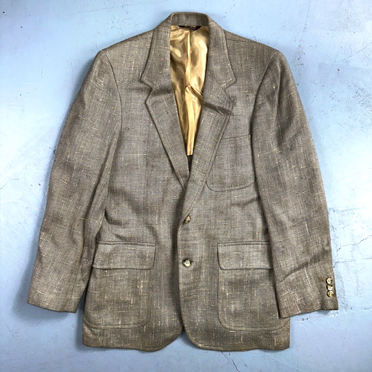 Vintage Blazer Bill Blass Mens 38 2 Button Wool Tweed Sport Suit Coat Gray 70s