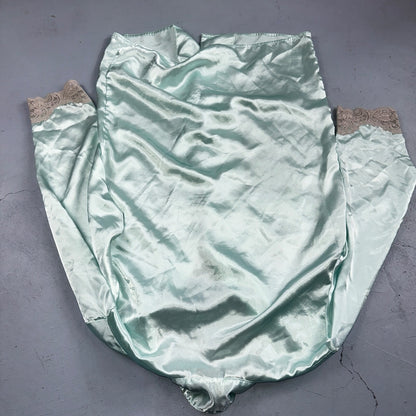 Vintage Victoria’s Secret Green Mint Satin Button Pajama Shirt Dress S 1990s