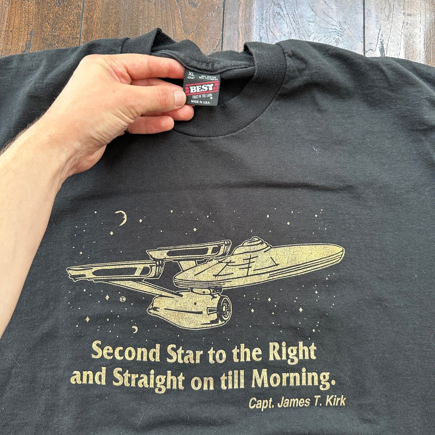 Star Trek 90s James T Kirk Vintage T Shirt USA 90s Rare Promo Movie Spaceship XL