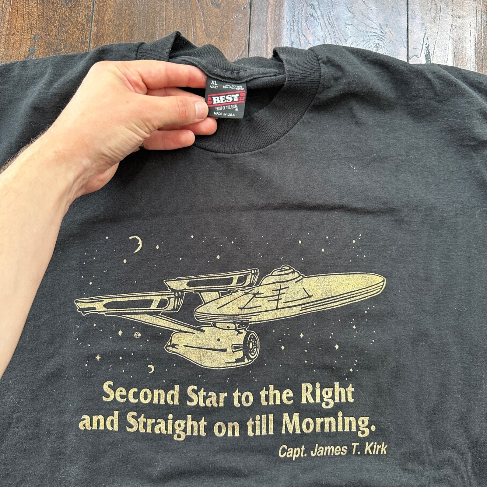 Star Trek 90s James T Kirk Vintage T Shirt USA 90s Rare Promo Movie Spaceship XL