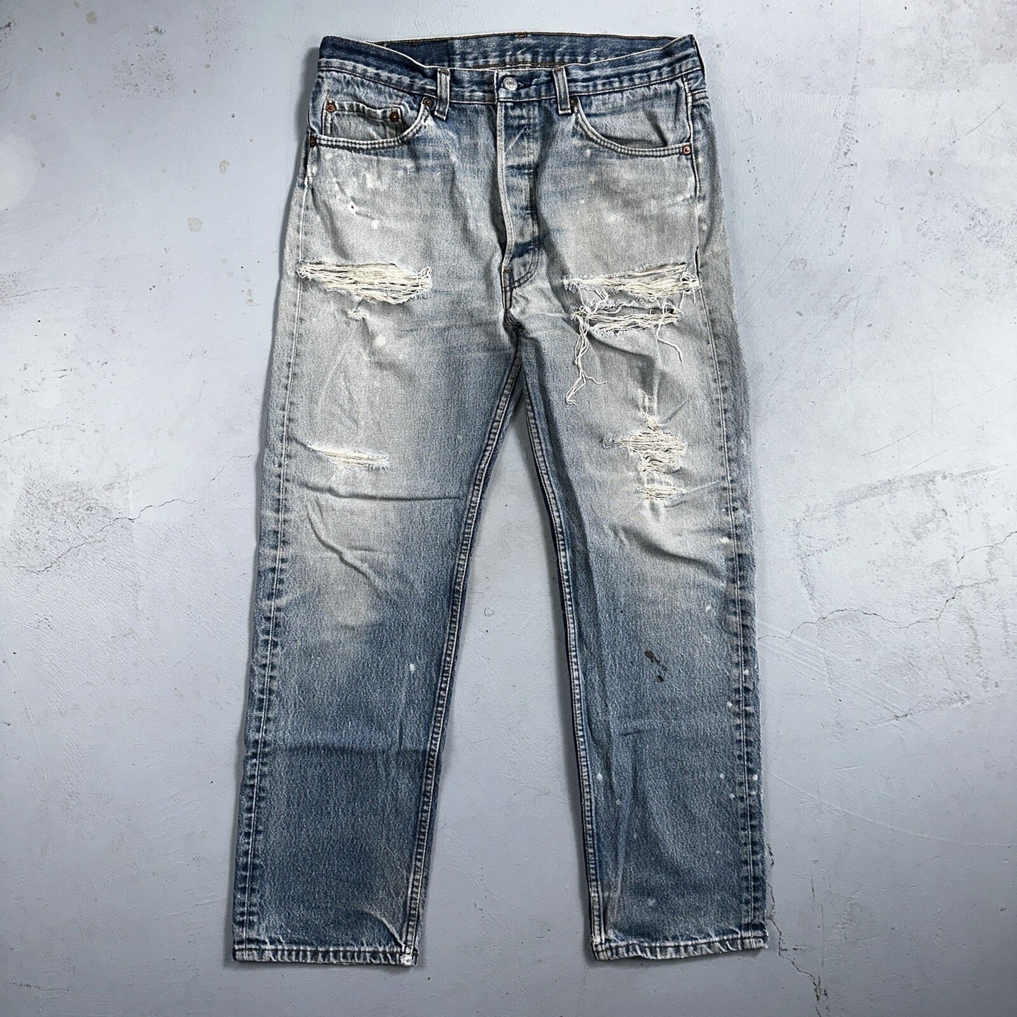 Levis 501 Vintage 90s USA XX Straight Leg Jeans 35x33 Light Wash Act 32x29