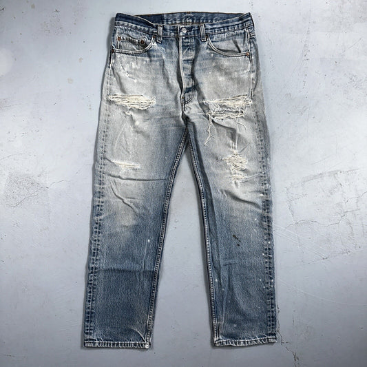 Levis 501 Vintage 90s USA XX Straight Leg Jeans 35x33 Light Wash Act 32x29