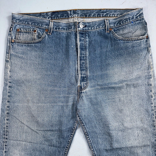 Levis 501 Vintage 90s USA XX Straight Leg Jeans Blue Light Wash 46x32 Act 42x28