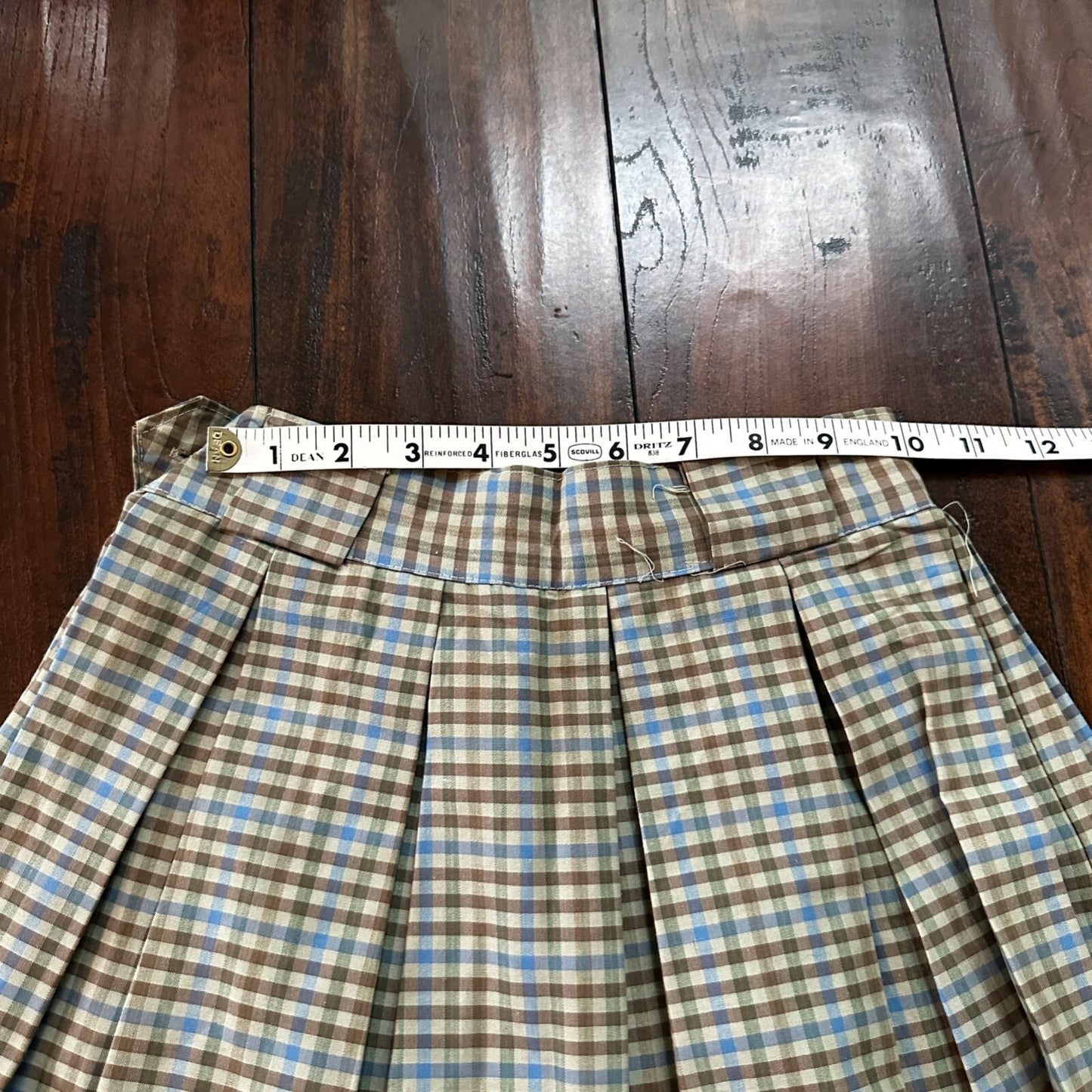 VTG USA Rockabilly Womens Dress Skirt 60s 70s Bottom Plaid Checker Pleated Cute